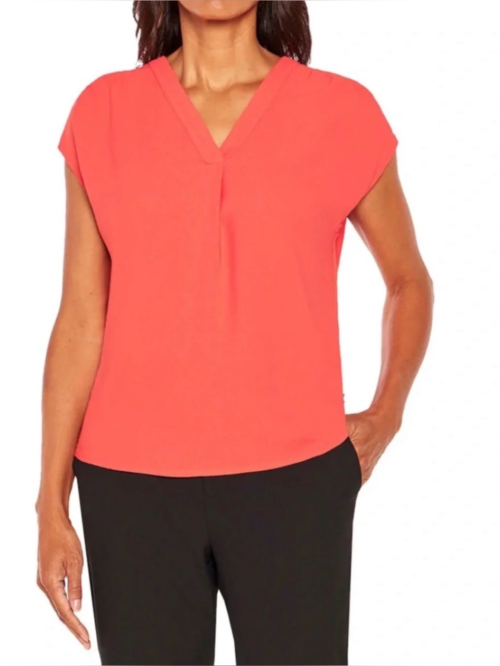 Banana Republic Women's V-Neck Cap Sleeve Top - Burnt Orange - S